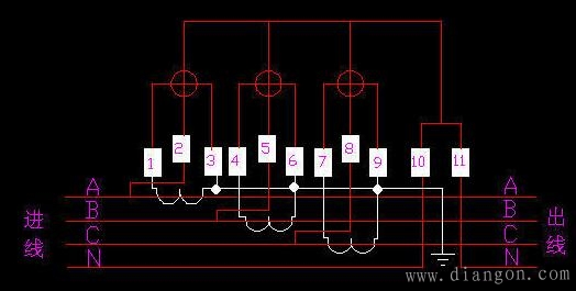 三相四线互感器电表接线图
