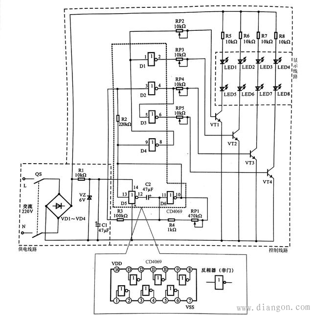LED广告灯控制线路原理图解 LED广告灯控制线路原理图解