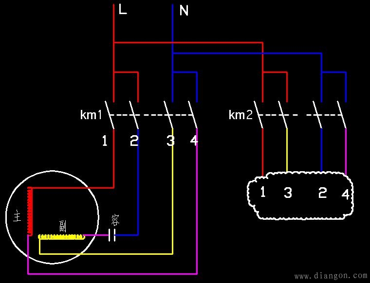 220v单向电动机正反转接法