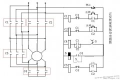 星三角启动电机正反转电路图