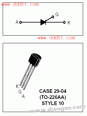 单向可控硅引脚图_双向晶闸管可控硅引脚图