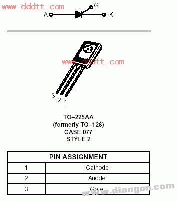 单向可控硅引脚图_双向晶闸管可控硅引脚图