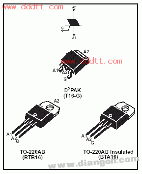 单向可控硅引脚图_双向晶闸管可控硅引脚图