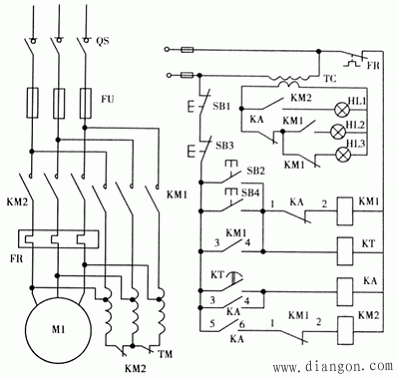 定子串自耦变压器(TM)的降压启动控制