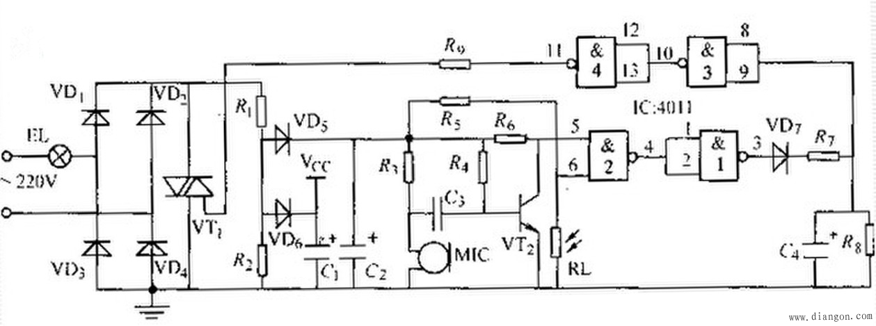 电子镇流器荧光与声光控制灯的工作原理
