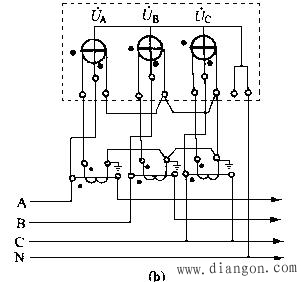 三相四线有功电能表的正确接线