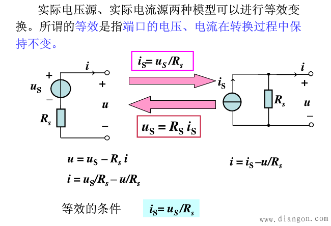 电源的两种模型及其等效变换 电源的两种模型及其等效变换