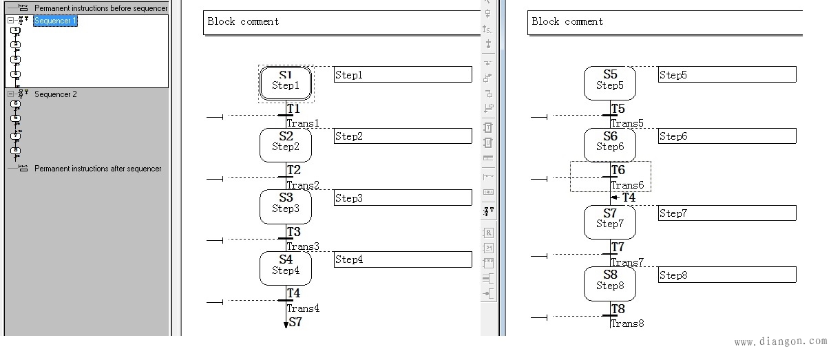 怎么从PLC顺序功能图中的一个顺控器的转换到另一个顺控器？