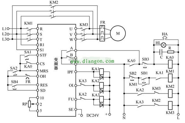 变频器工频与变频切换的电路与参数设置 变频器工频与变频切换的电路与参数设置