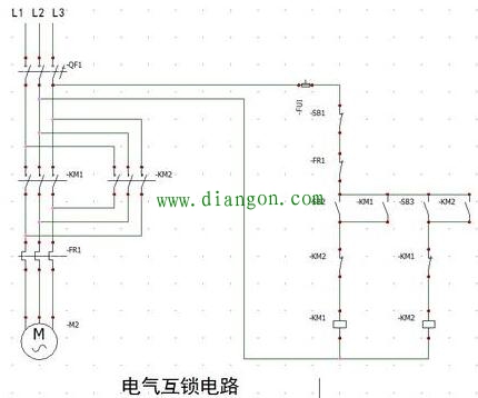 接触器自锁互锁的电动机正反转控制线路图原理图解 接触器自锁互锁的电动机正反转控制线路图原理图解