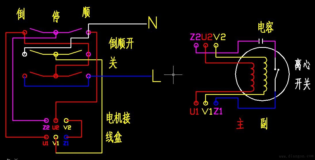 单相电机正反转控制图