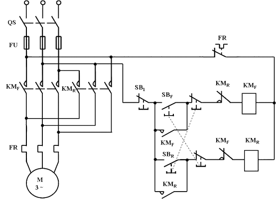 鼠笼式异步电动机正反转的联锁控制线路