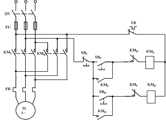 鼠笼式异步电动机正反转的联锁控制线路