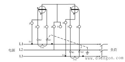 三相三线式和三相四线式电度表经电流互感器接线原理图