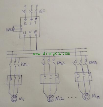 如何用一台变频器同时对多台电动机实施调速控制
