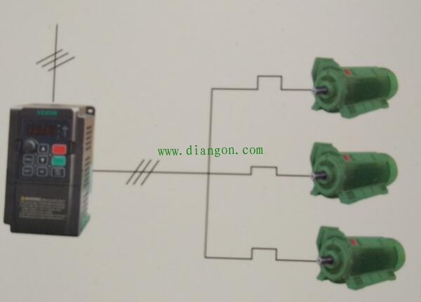如何用一台变频器同时对多台电动机实施调速控制