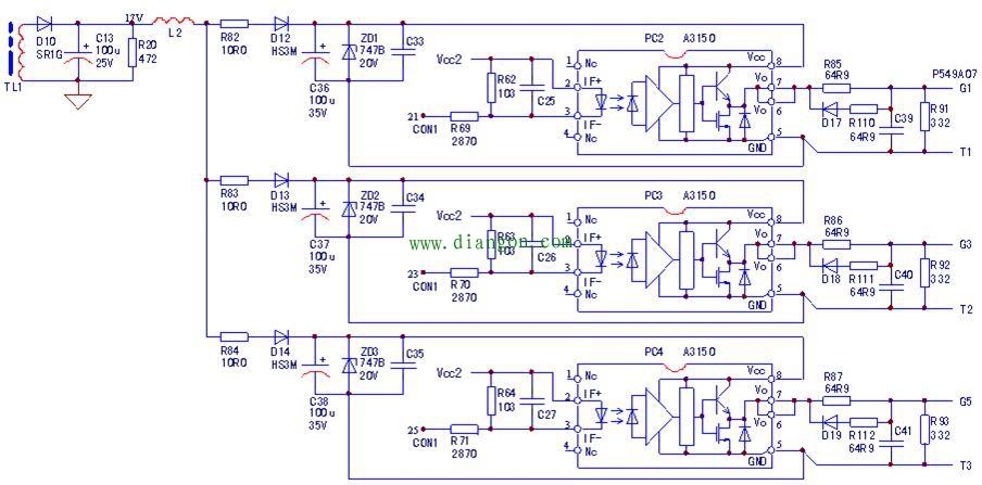 台安E310-0.75kW变频器电源/驱动板电路 台安E310-0.75kW变频器电源/驱动板电路