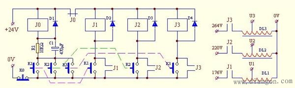 怎样用继电器实现2种不同的电压转换