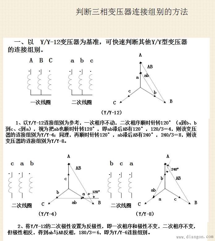 三相变压器连接组别判断方法