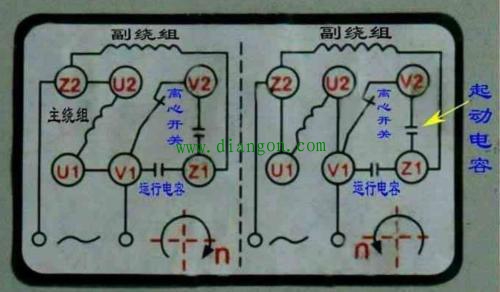 单相电动机双电容接法_单相双值电容异步电动机接线图