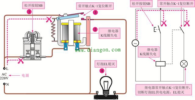 继电器常开触点的控制关系图解