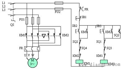 自动返回起点并停止控制电路原理图解 自动返回起点并停止控制电路原理图解