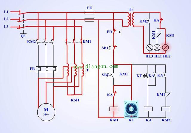 自耦变压器降压启动电路原理分析