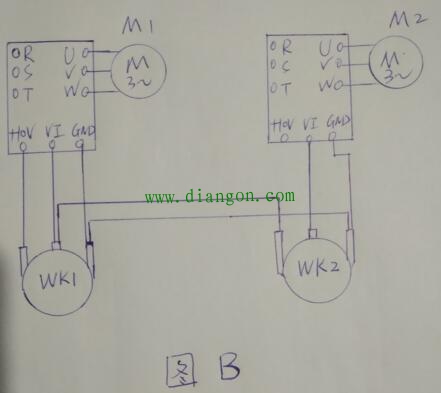 如何用两台变频器同步控制两台电动机