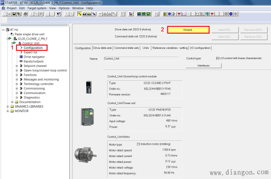 使用STARTER调试工具设置固件版本为4.6的变频器87Hz特性的参数