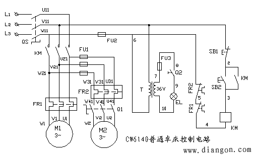 CW6140普通车床控制线路分析与故障处理 CW6140普通车床控制线路分析与故障处理