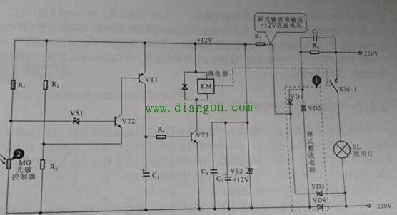 光控照明灯电路动作原理详解
