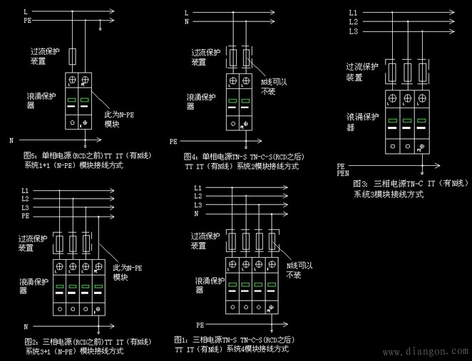 浪涌保护器接线图