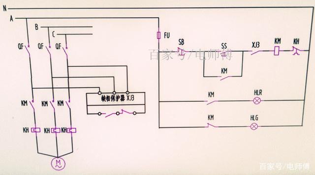 带缺相保护的电机控制电路,简单实用,电师傅稍作改进,更加可靠