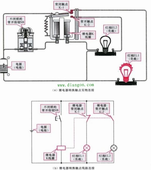 继电器转换触点的控制关系 继电器转换触点的控制关系