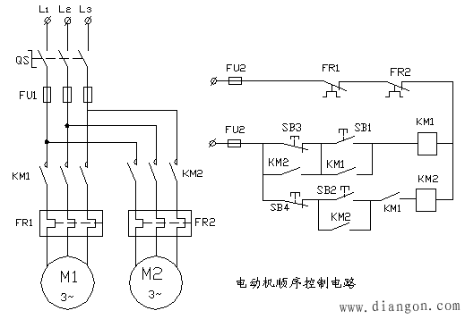 电动机顺序控制电路原理图解 电动机顺序控制电路原理图解