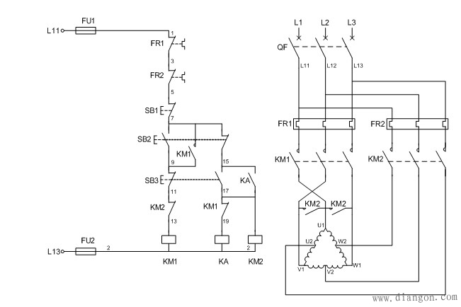 双速电动机接线图分析