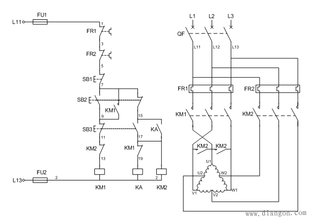 双速电动机控制电路图及接线图