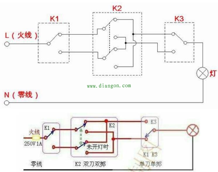 双控开关和多控开关电路接线图详解