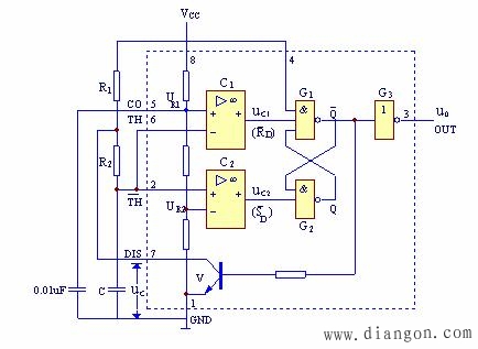 用555定时器组成多谐振荡器