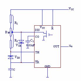 用555定时器组成多谐振荡器