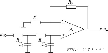 一阶有源低通滤波电路