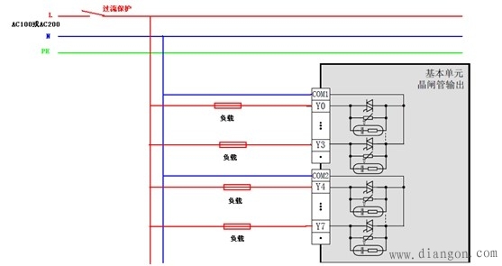 三菱FX3UPLC输出接线