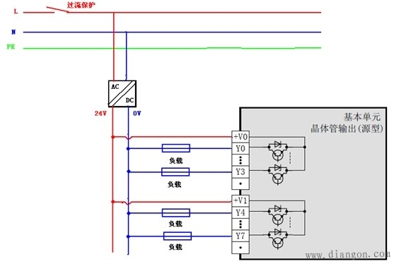 三菱FX3UPLC输出接线