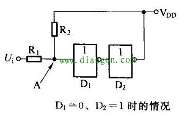 门电路构成的施密特触发器电路原理图解