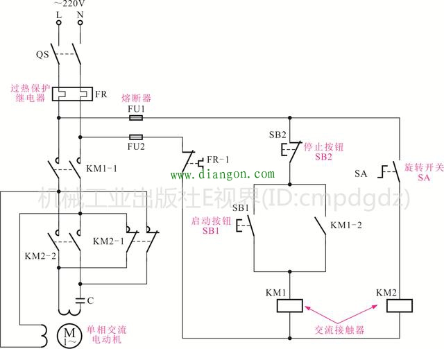 单相交流电动机正/反转控制线路的检修方法图解