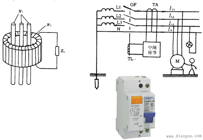 漏电断路器的工作原理及接线图