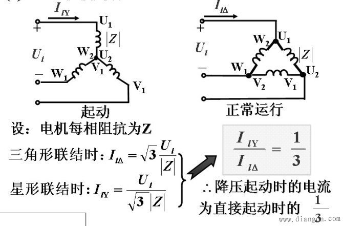 电动机Y-△起动_电动机星三角启动接线图_电动机星三角启动电路图_星三角降压启动原理