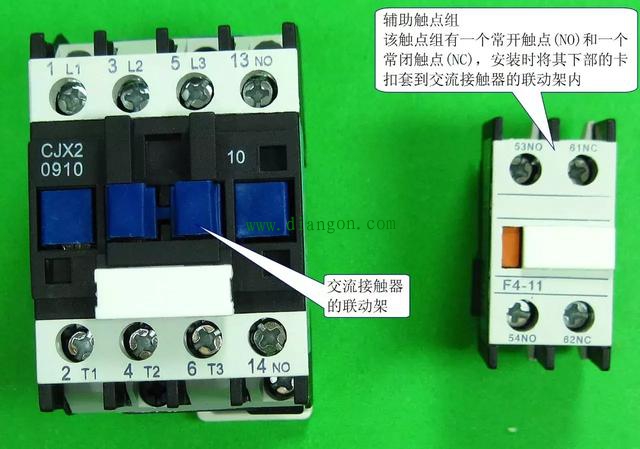 交流接触器外形与接线端功能图解
