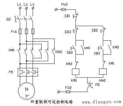电动机双重连锁可逆控制电路原理图解