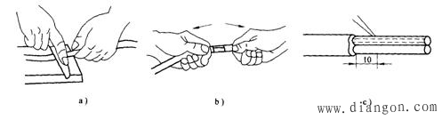 常用剖削导线绝缘层的方法